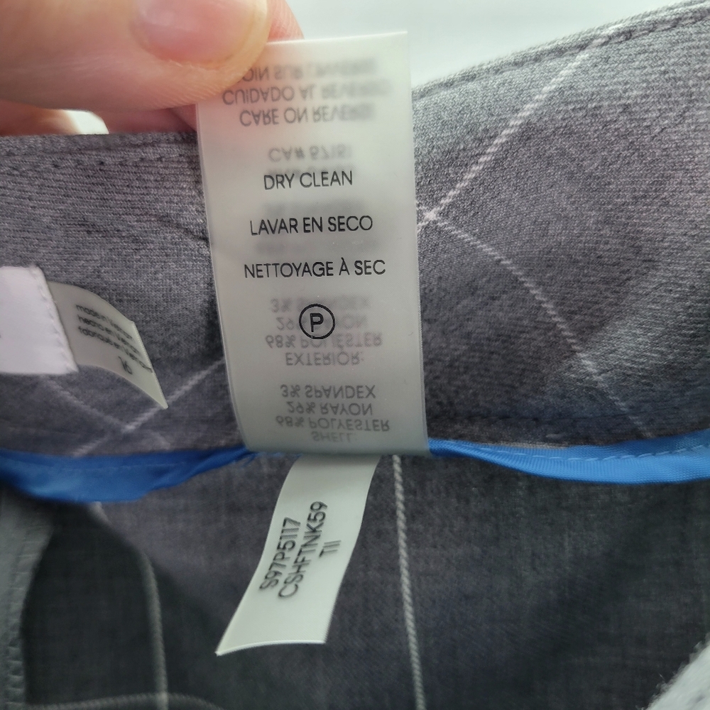 NWT Calvin Klein 2 Piece Gray White Plaid Suit Jacket & Pants w Belt Size 16 - Picture 14 of 16